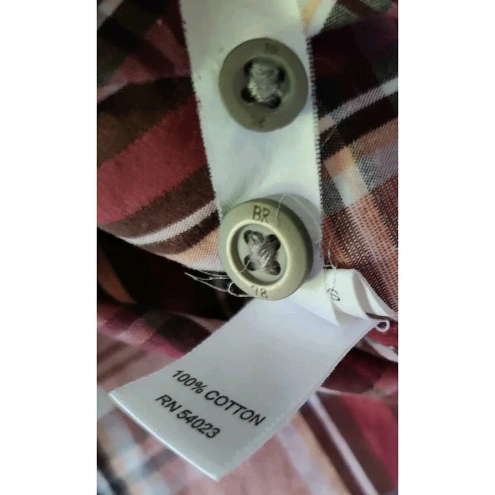 Banana Republic Men's Small Red‎ Casual Button Down Plaid Shirt Size 15-15 1/2 M